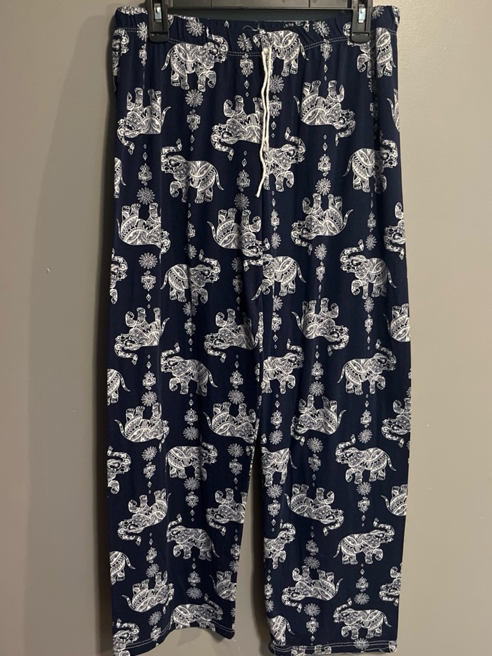 Bobbie Brooks Navy Blue and White Elephant Print Pajama Pants